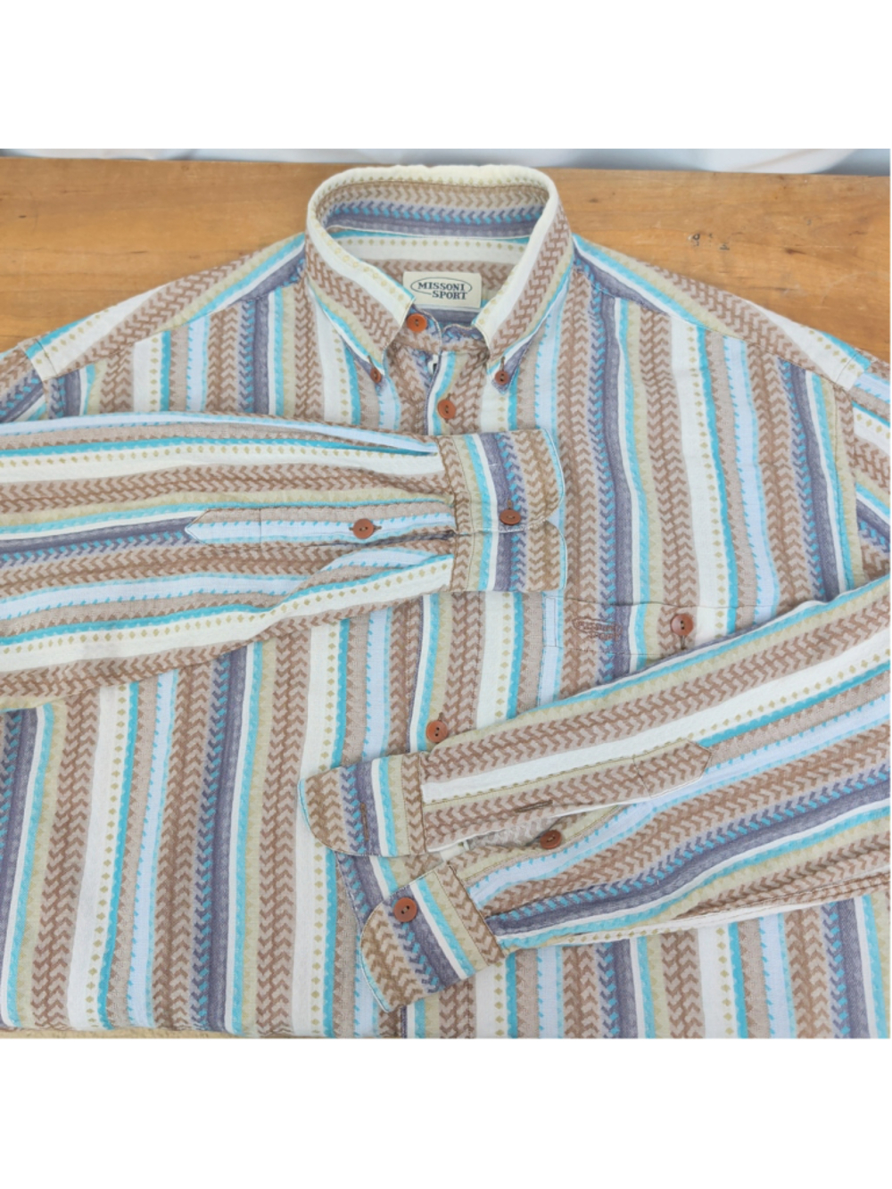 Men's Missoni Sport Knit Vertical Stripe Button Down Collar Shirt